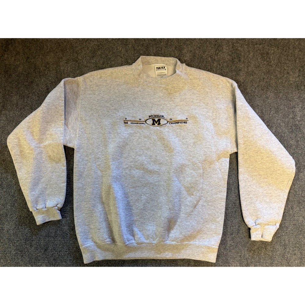 Vintage Tultex Michigan 2000 Orange Bowl Champions Sweatshirt Grey Mens Large